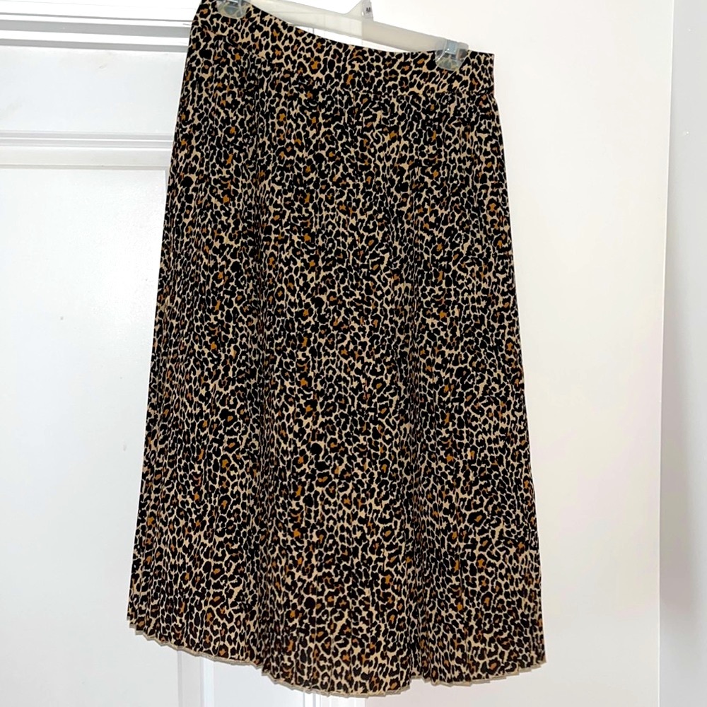 Jcrew Leopard Pleated Skirt